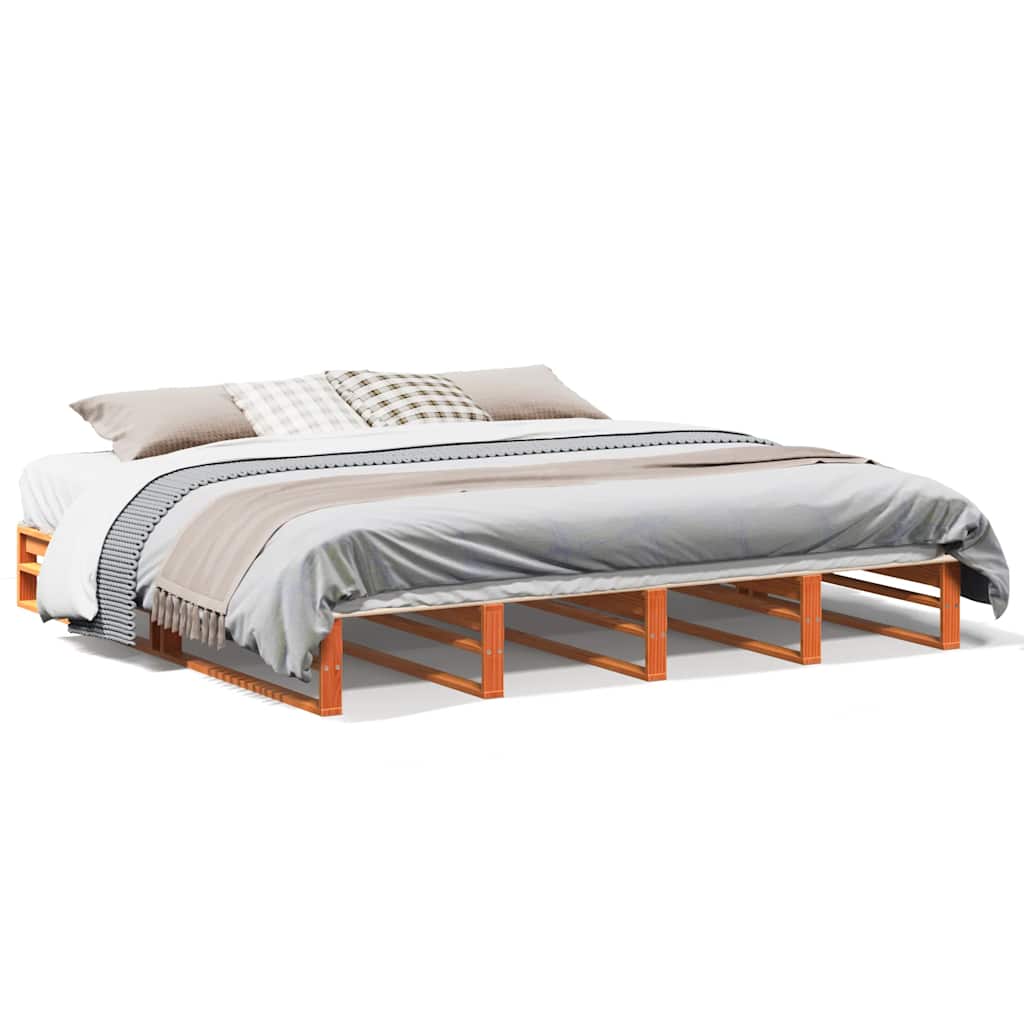 vidaXL Bed Frame without Mattress Wax Brown 200x200 cm Solid Wood Pine