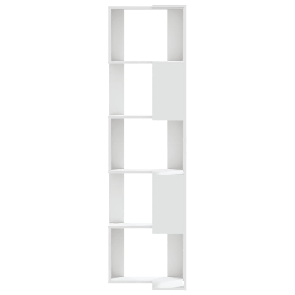 vidaXL Corner Bookcase 5-Tier White 50x50x179 cm Engineered Wood