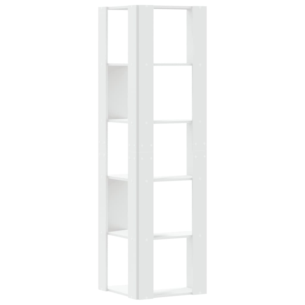 vidaXL Corner Bookcase 5-Tier White 50x50x179 cm Engineered Wood