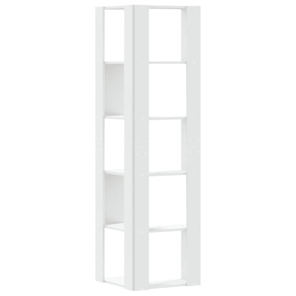 vidaXL Corner Bookcase 5-Tier White 50x50x179 cm Engineered Wood
