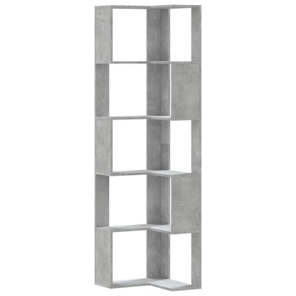 vidaXL Corner Bookcase 5-Tier Concrete Grey 50x50x179 cm