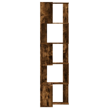 vidaXL Corner Bookcase 5-Tier Smoked Oak 50x50x179 cm Engineered Wood