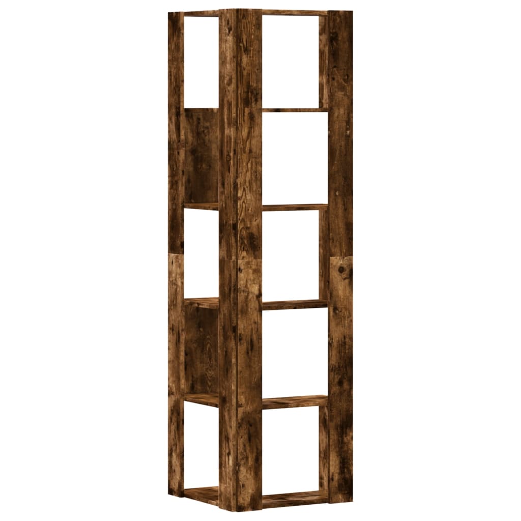vidaXL Corner Bookcase 5-Tier Smoked Oak 50x50x179 cm Engineered Wood