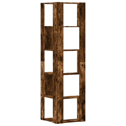 vidaXL Corner Bookcase 5-Tier Smoked Oak 50x50x179 cm Engineered Wood