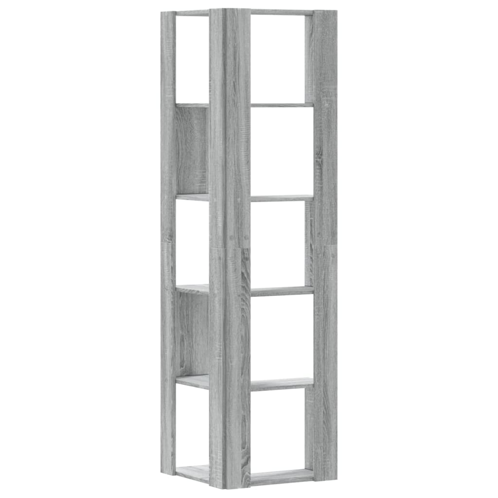 vidaXL Corner Bookcase 5-Tier Grey Sonoma 50x50x179 cm Engineered Wood