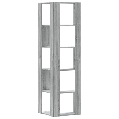 vidaXL Corner Bookcase 5-Tier Grey Sonoma 50x50x179 cm Engineered Wood