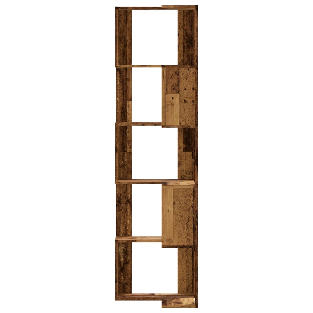 vidaXL Corner Bookcase 5-Tier Old Wood 50x50x179 cm Engineered Wood
