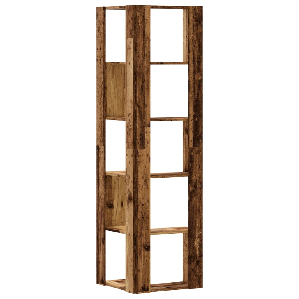 vidaXL Corner Bookcase 5-Tier Old Wood 50x50x179 cm Engineered Wood