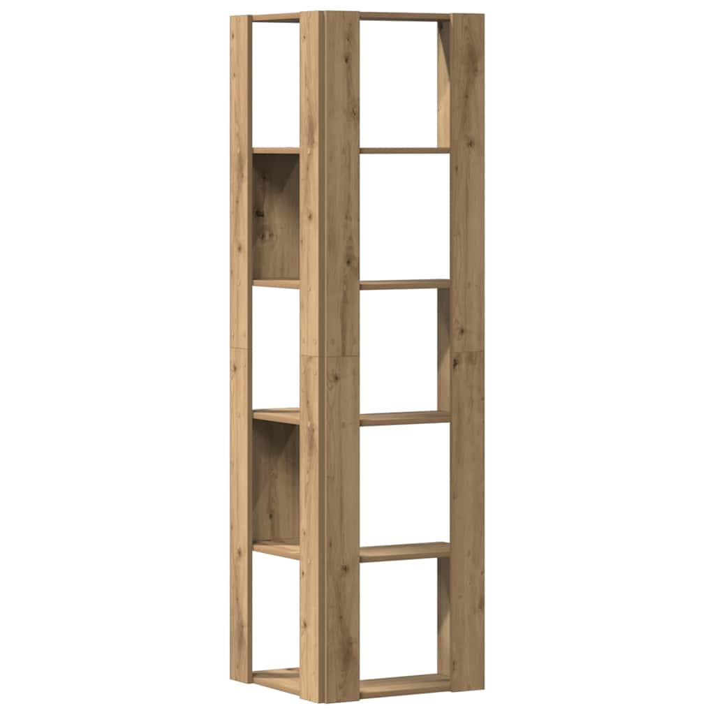 vidaXL Corner Bookcase 5-Tier Artisian Oak 50x50x179 cm Engineered Wood