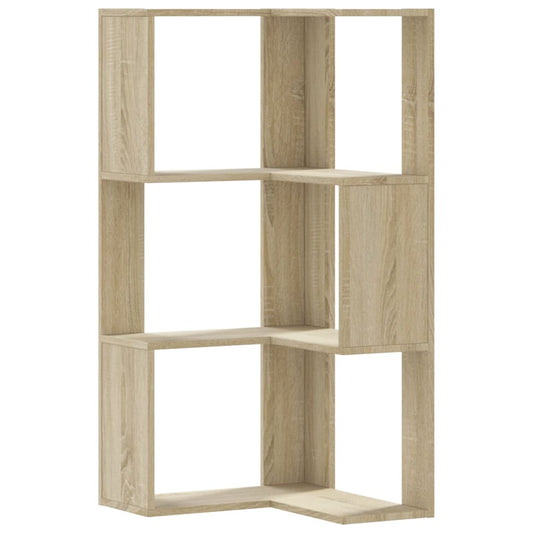 vidaXL Corner Bookcase 3-Tier Sonoma Oak 50x50x102 cm Engineered Wood