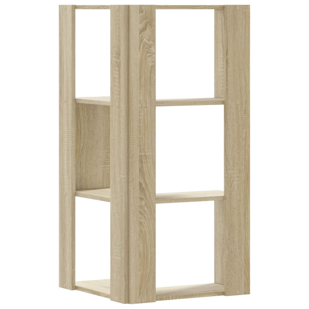 vidaXL Corner Bookcase 3-Tier Sonoma Oak 50x50x102 cm Engineered Wood