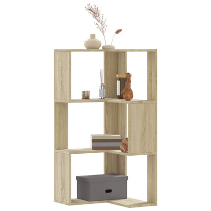 vidaXL Corner Bookcase 3-Tier Sonoma Oak 50x50x102 cm Engineered Wood