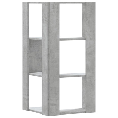 vidaXL Corner Bookcase 3-Tier Concrete Grey 50x50x102 cm Engineered Wood