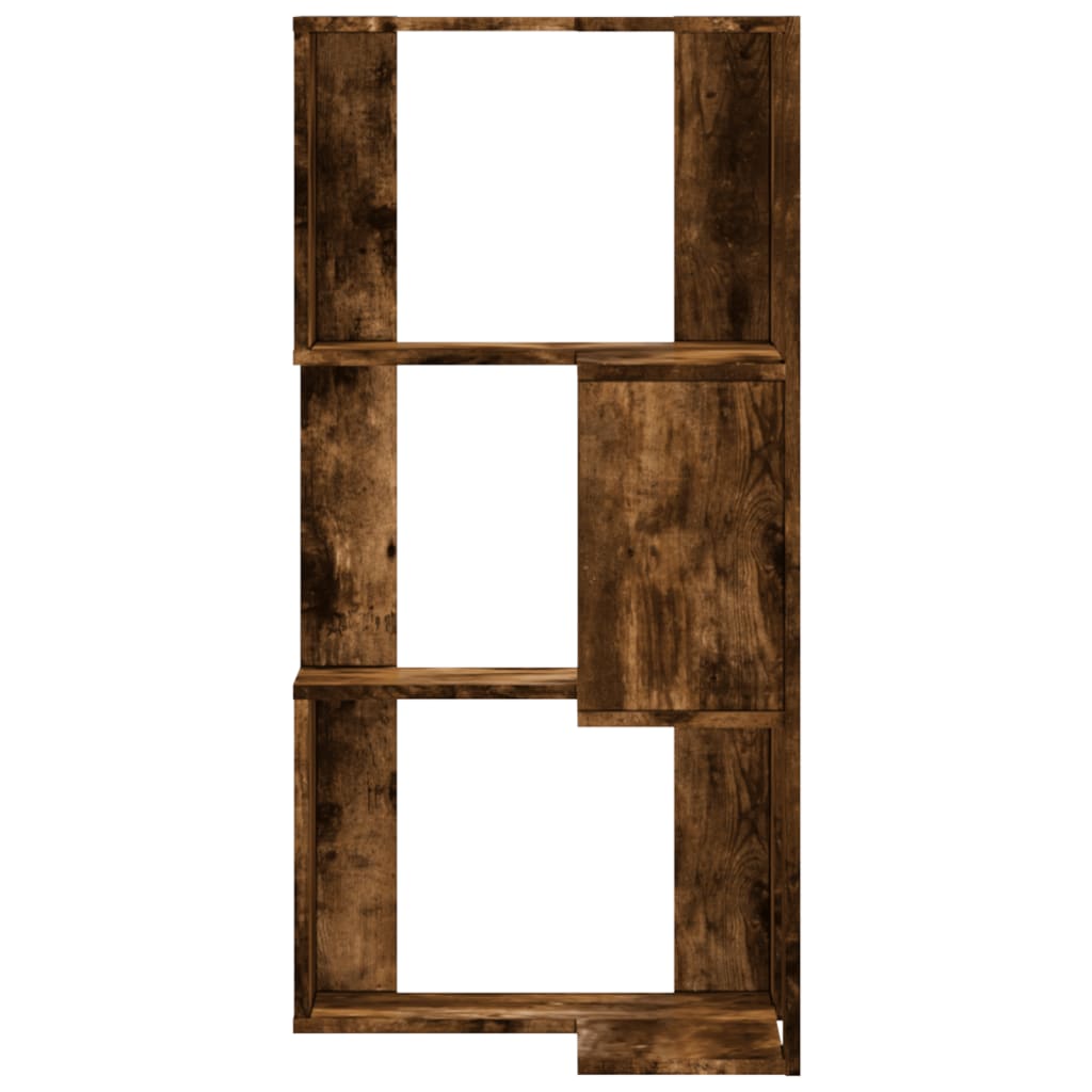 vidaXL Corner Bookcase 3-Tier Smoked Oak 50x50x102 cm Engineered Wood