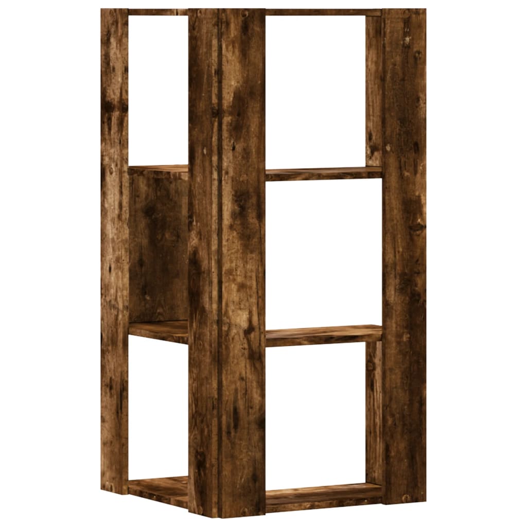 vidaXL Corner Bookcase 3-Tier Smoked Oak 50x50x102 cm Engineered Wood