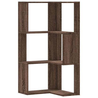 vidaXL Corner Bookcase 3-Tier Brown Oak 50x50x102 cm Engineered Wood