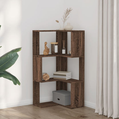 vidaXL Corner Bookcase 3-Tier Brown Oak 50x50x102 cm Engineered Wood