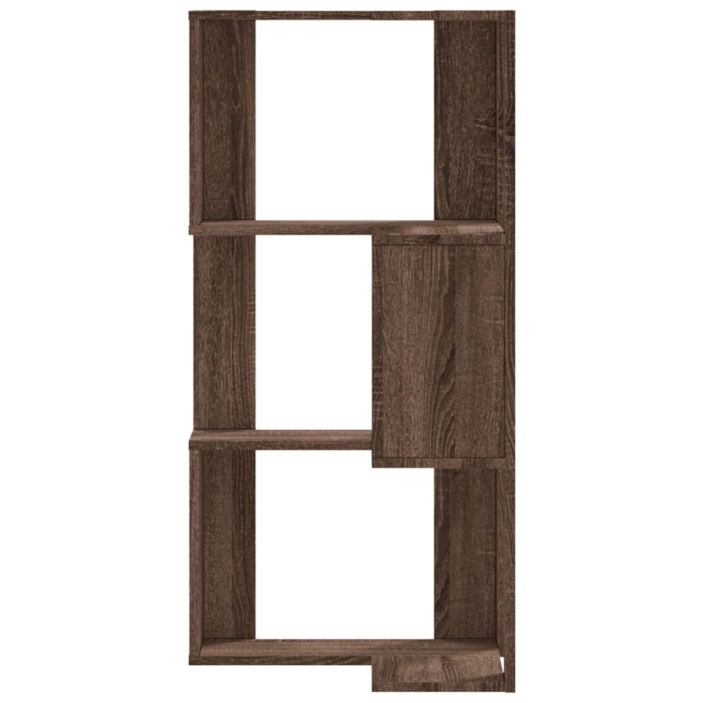 vidaXL Corner Bookcase 3-Tier Brown Oak 50x50x102 cm Engineered Wood