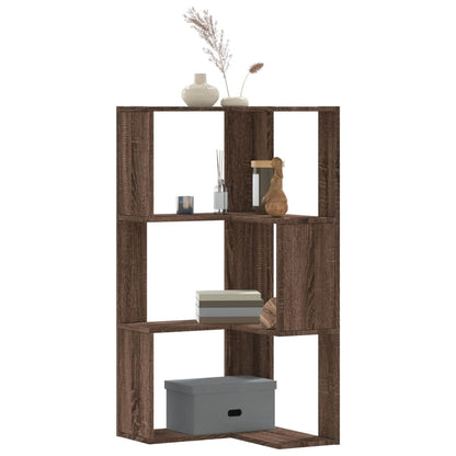vidaXL Corner Bookcase 3-Tier Brown Oak 50x50x102 cm Engineered Wood