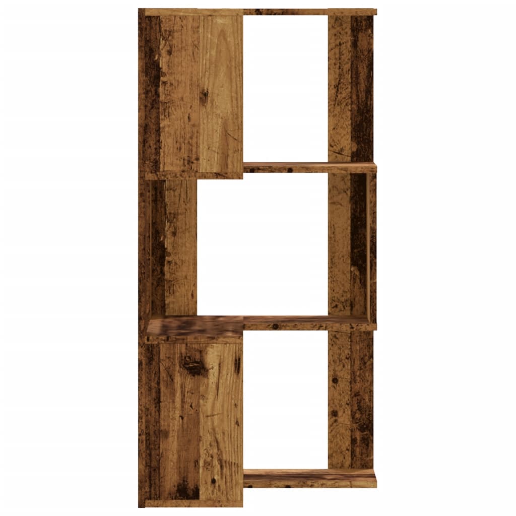 vidaXL Corner Bookcase 3-Tier Old Wood 50x50x102 cm Engineered Wood