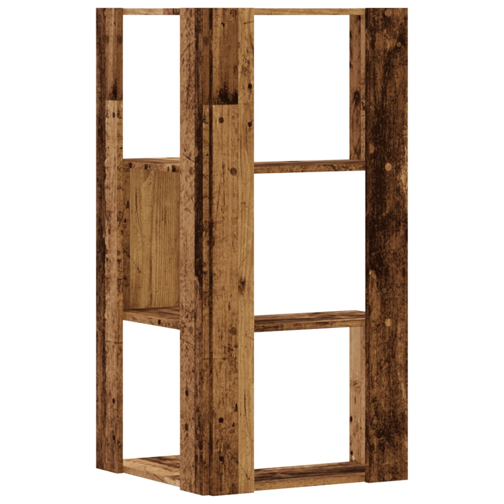 vidaXL Corner Bookcase 3-Tier Old Wood 50x50x102 cm Engineered Wood