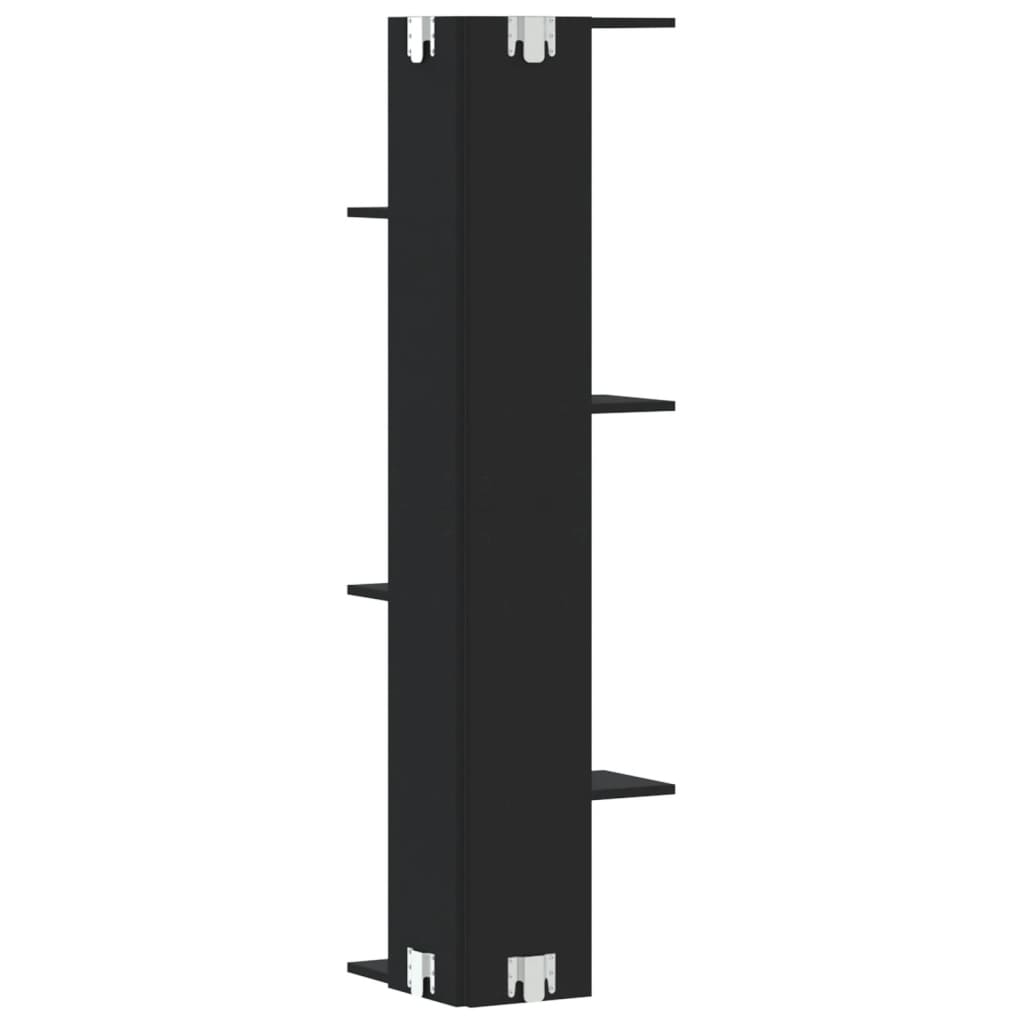 vidaXL Wall Corner Shelf Black 36.5x36.5x140 cm Engineered Wood