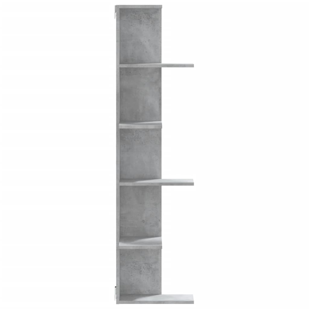 vidaXL Wall Corner Shelf Concrete Grey 36.5x36.5x140 cm Engineered Wood