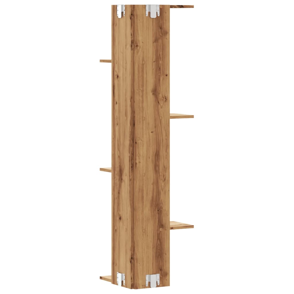 vidaXL Wall Corner Shelf Artisian Oak 36.5x36.5x140 cm Engineered Wood
