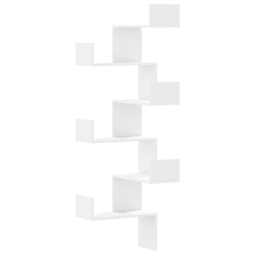 vidaXL Wall Corner Shelf White 45x45x147 cm Engineered Wood