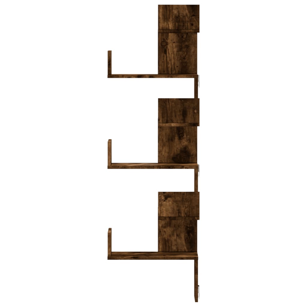 vidaXL Wall Corner Shelf Smoked Oak 45x45x147 cm Engineered Wood