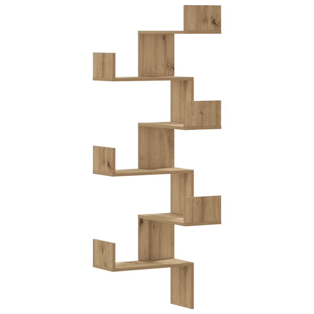 vidaXL Wall Corner Shelf Artisian Oak 45x45x147 cm Engineered Wood