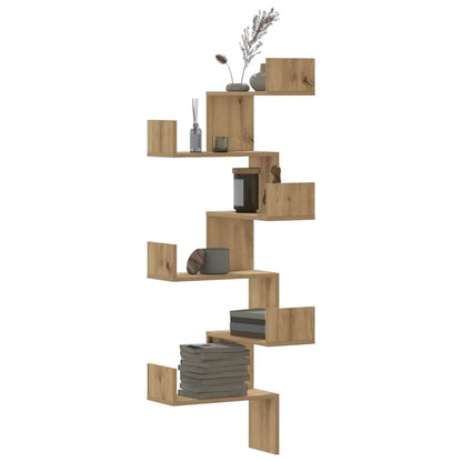 vidaXL Wall Corner Shelf Artisian Oak 45x45x147 cm Engineered Wood