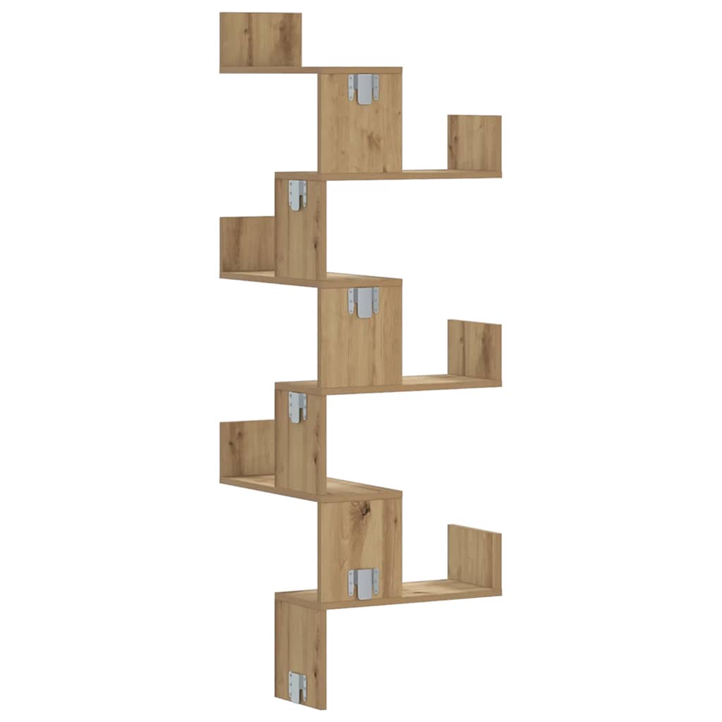 vidaXL Wall Corner Shelf Artisian Oak 45x45x147 cm Engineered Wood