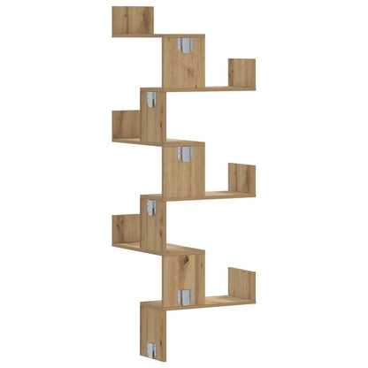 vidaXL Wall Corner Shelf Artisian Oak 45x45x147 cm Engineered Wood