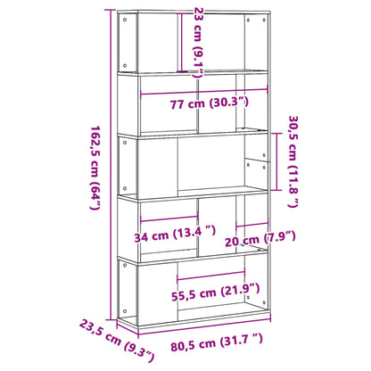 vidaXL Bookcase 5-Tier White 80,5x23,5x162,5 cm Engineered Wood