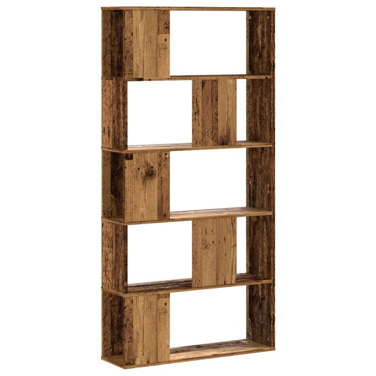 vidaXL Bookcase 5-Tier Old Wood 80,5x23,5x162,5 cm Engineered Wood