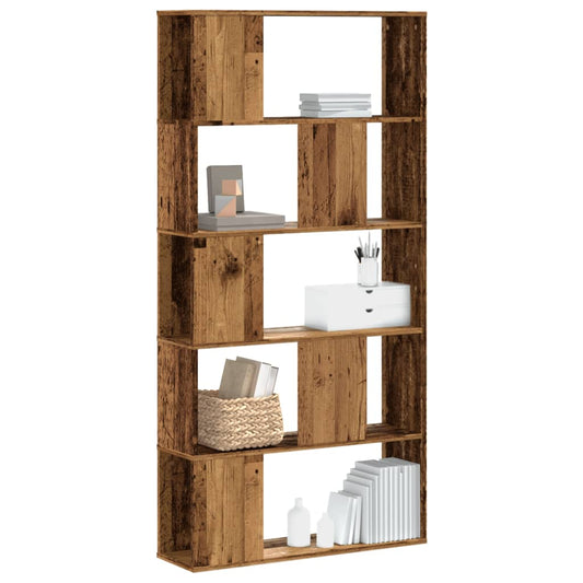 vidaXL Bookcase 5-Tier Old Wood 80,5x23,5x162,5 cm Engineered Wood