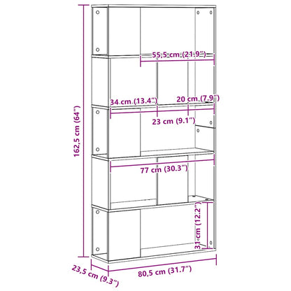 vidaXL Bookcase 5-Tier Artisian Oak 80,5x23,5x162,5 cm Engineered Wood