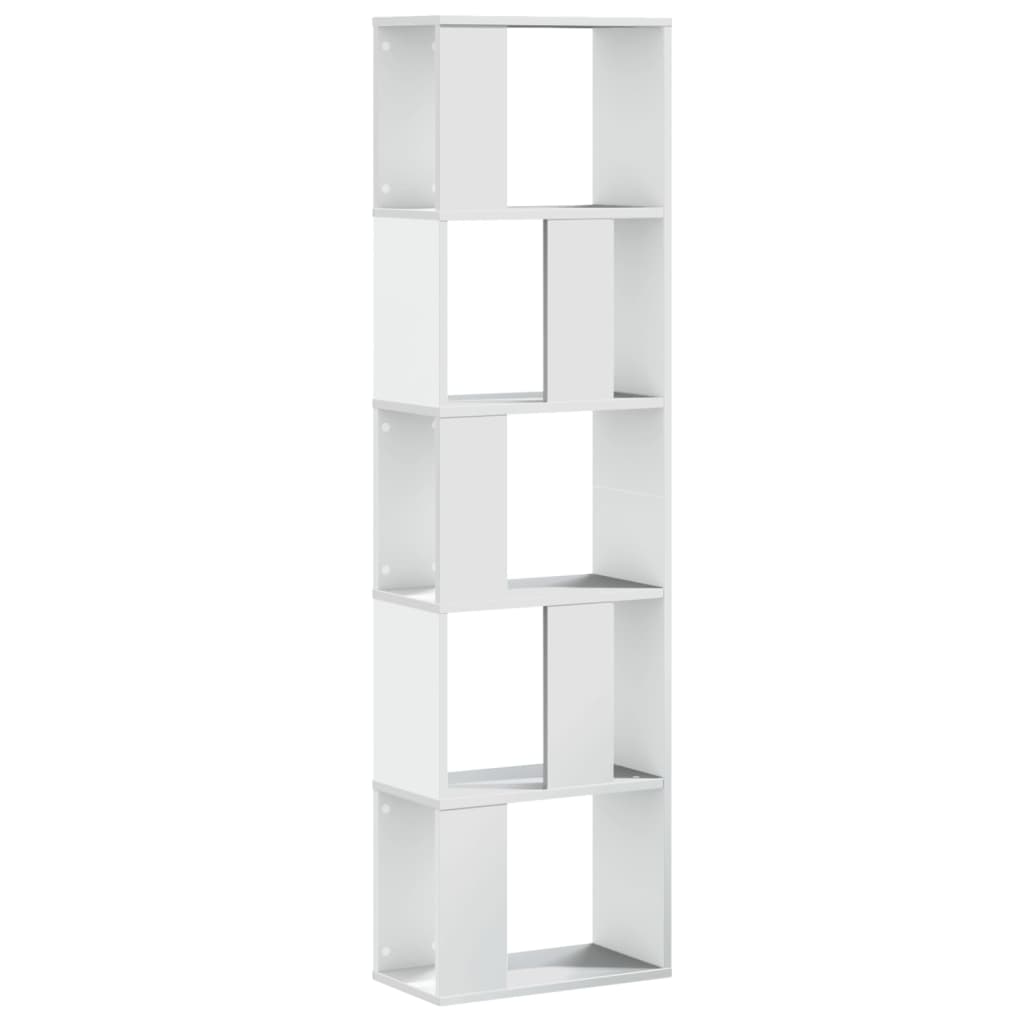vidaXL Bookcase 5-Tier White 45x23,5x162,5 cm Engineered Wood