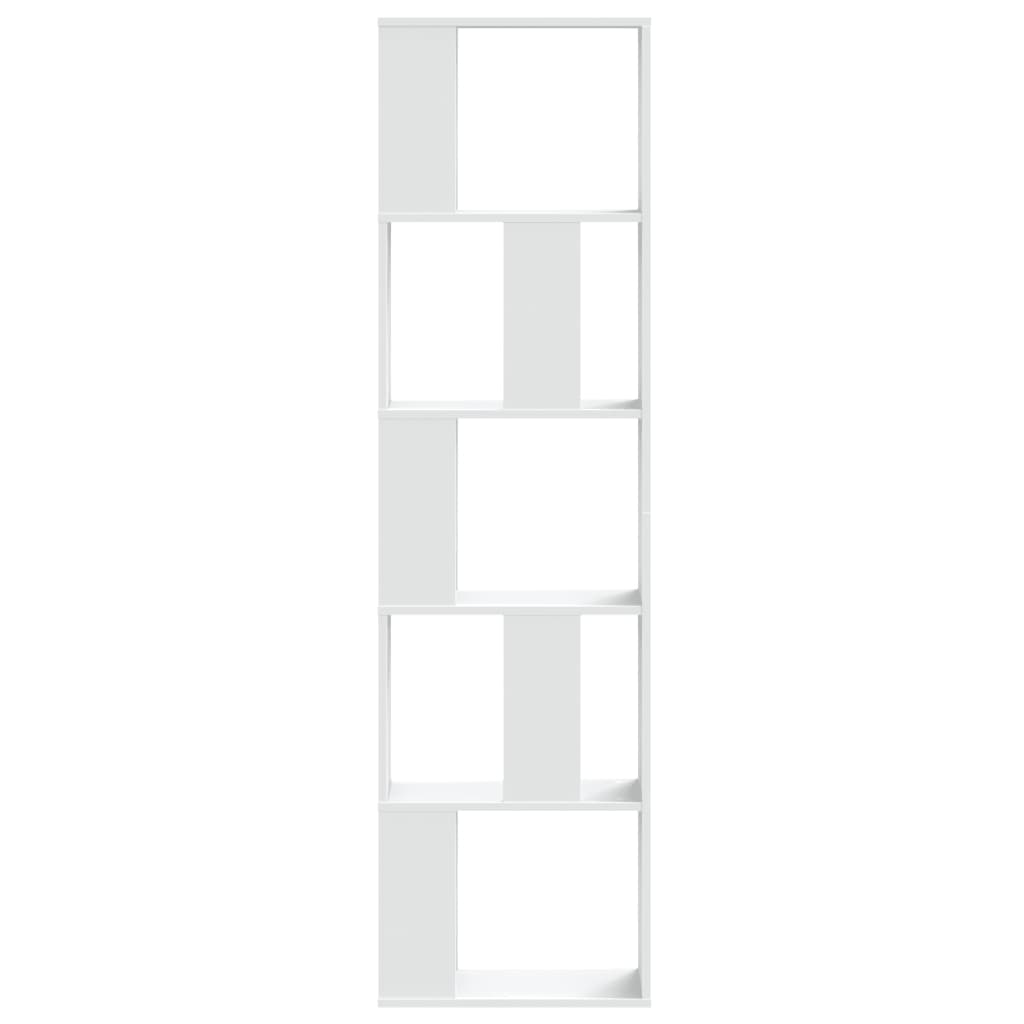 vidaXL Bookcase 5-Tier White 45x23,5x162,5 cm Engineered Wood