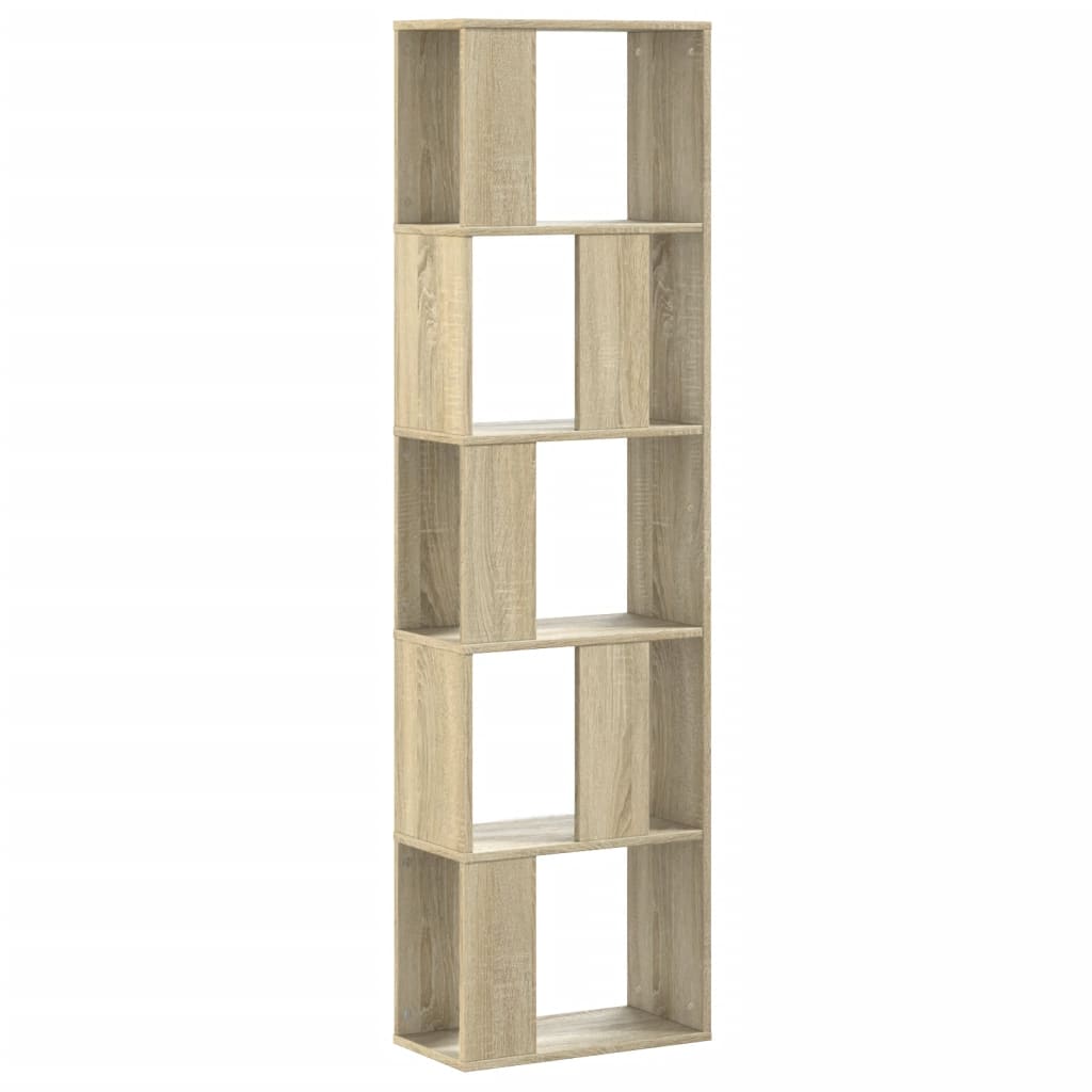 vidaXL Bookcase 5-Tier Sonoma Oak 45x23,5x162,5 cm Engineered Wood