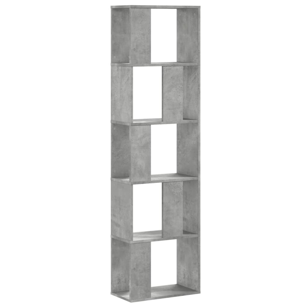 vidaXL Bookcase 5-Tier Concrete Grey 45x23,5x162,5 cm Engineered Wood
