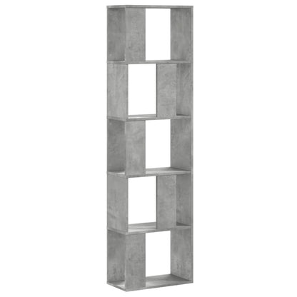 vidaXL Bookcase 5-Tier Concrete Grey 45x23,5x162,5 cm Engineered Wood