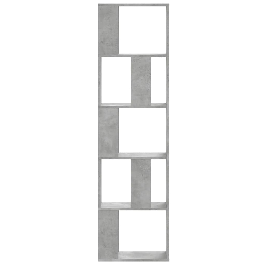 vidaXL Bookcase 5-Tier Concrete Grey 45x23,5x162,5 cm Engineered Wood