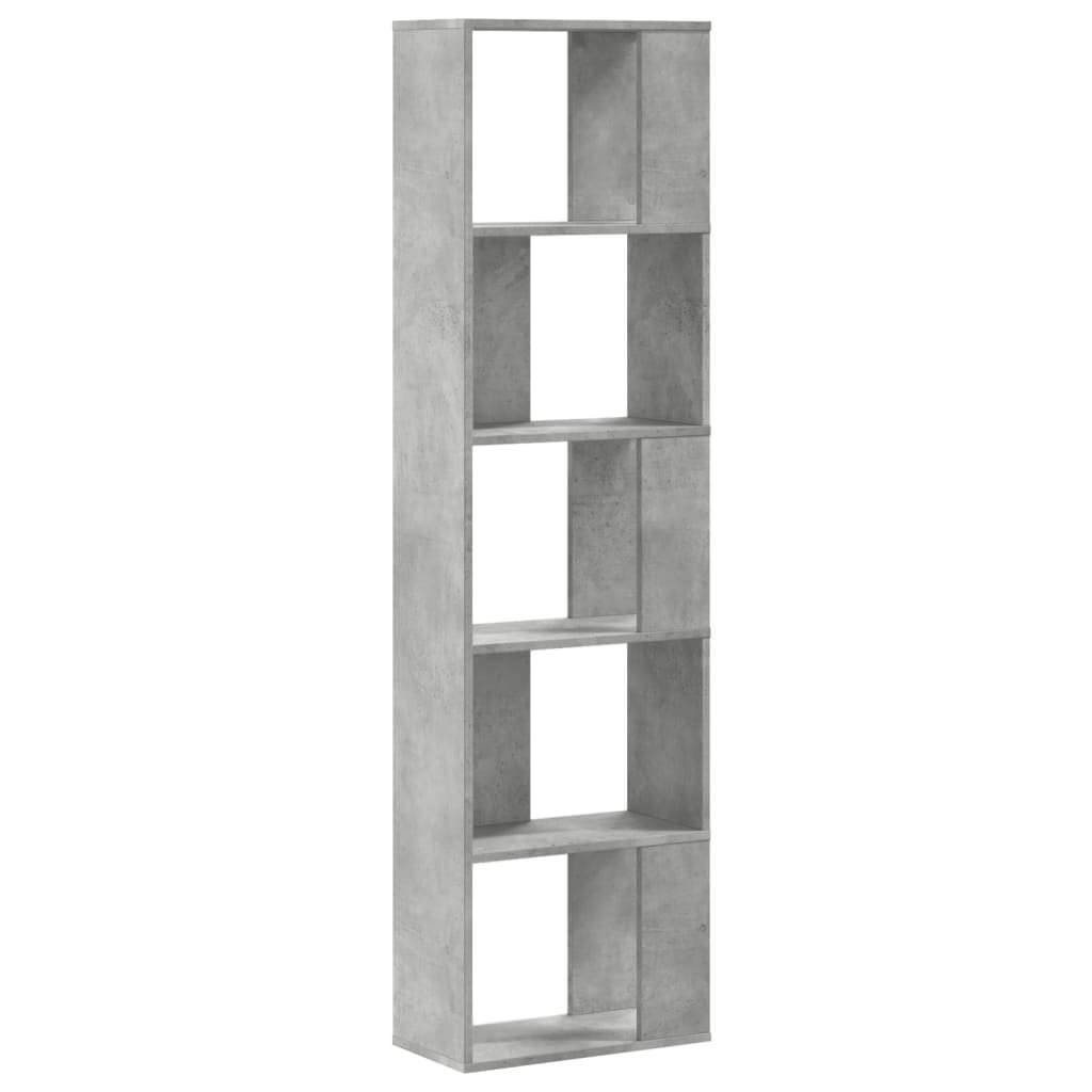 vidaXL Bookcase 5-Tier Concrete Grey 45x23,5x162,5 cm Engineered Wood