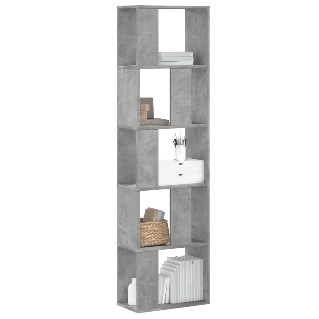 vidaXL Bookcase 5-Tier Concrete Grey 45x23,5x162,5 cm Engineered Wood