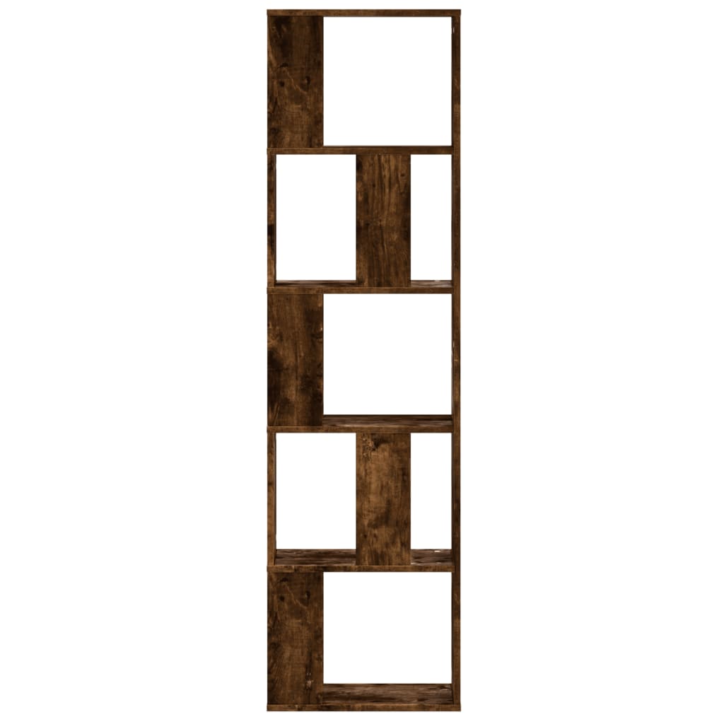 vidaXL Bookcase 5-Tier Smoked Oak 45x23,5x162,5 cm Engineered Wood