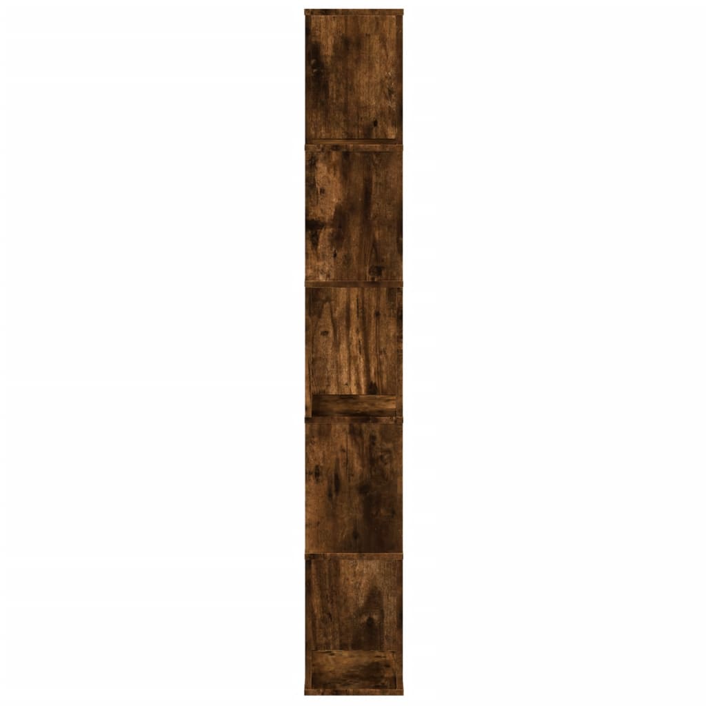 vidaXL Bookcase 5-Tier Smoked Oak 45x23,5x162,5 cm Engineered Wood
