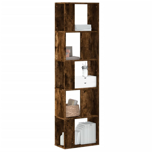 vidaXL Bookcase 5-Tier Smoked Oak 45x23,5x162,5 cm Engineered Wood