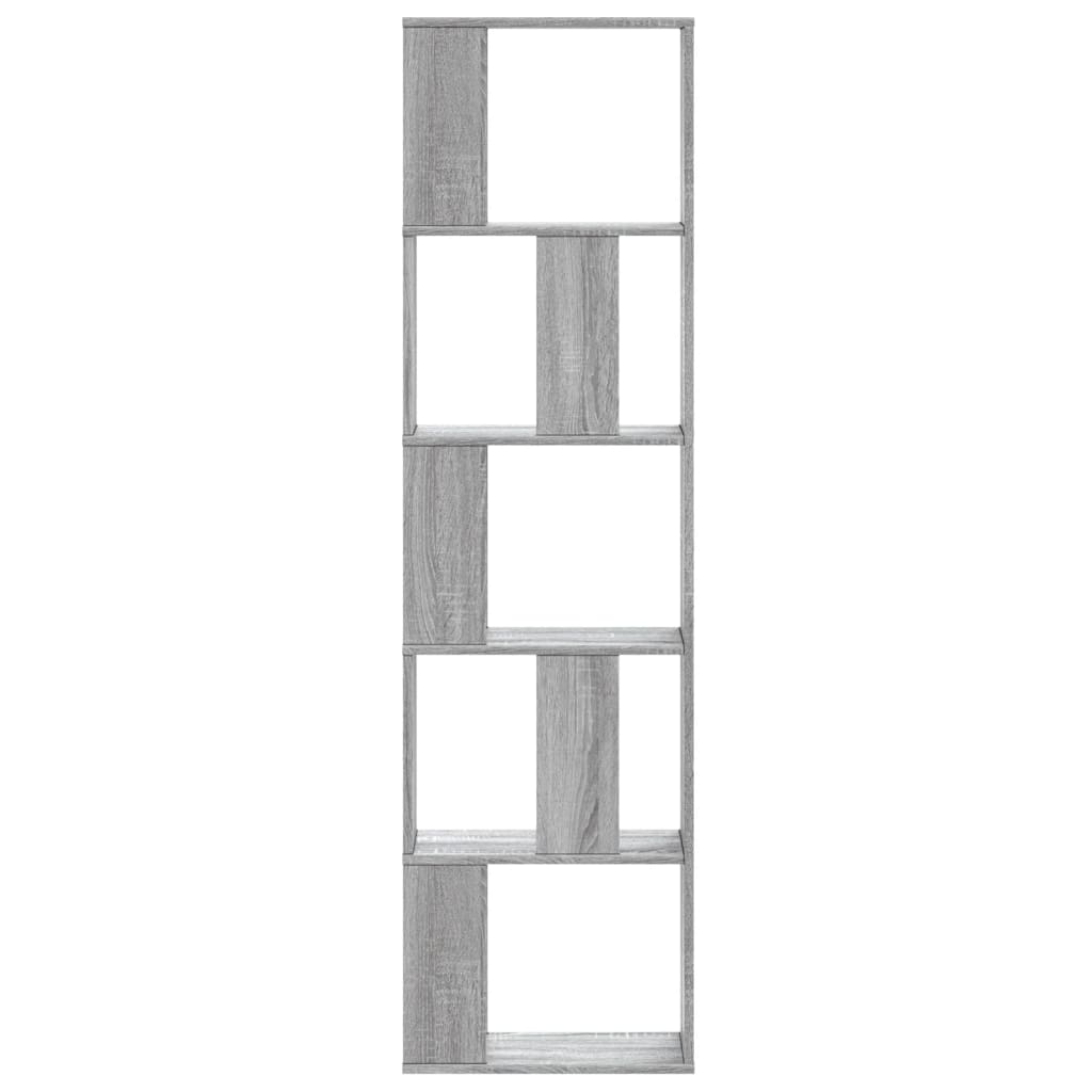 vidaXL Bookcase 5-Tier Grey Sonoma 45x23,5x162,5 cm Engineered Wood